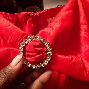 Lovers + Friends Red Mini Dress with Rhinestone Buckle